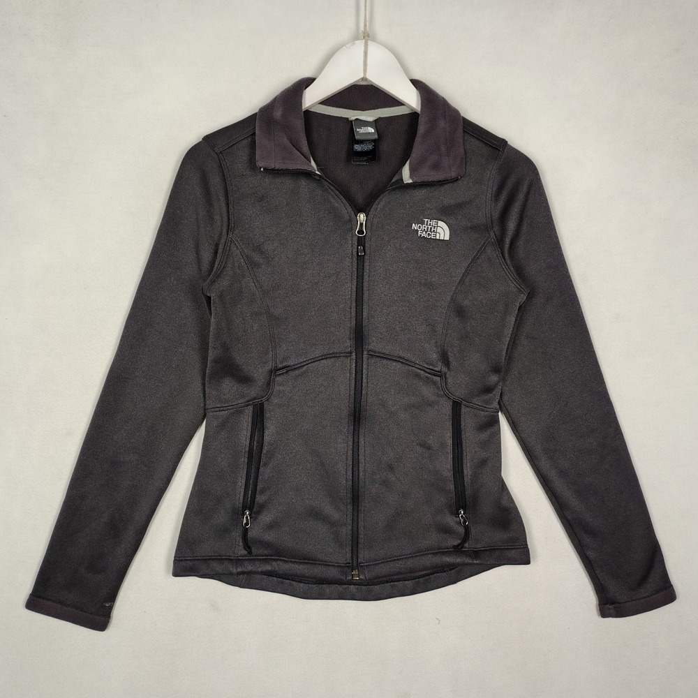 The North Face Womens Full Zip Fleece Jacket Charcoal Grey Small Mock Neck, S